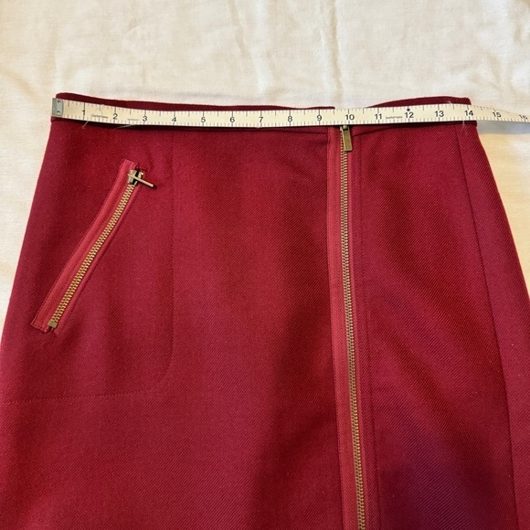 J Crew 2 Deep Red Maroon 100% Wool Pencil Straight Skirt Full Zipper Career - Picture 4 of 6
